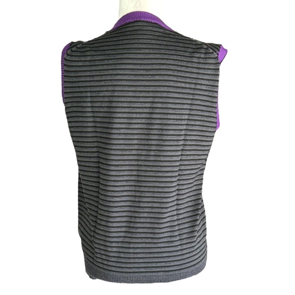 ETRO Milano Gray & Purple Striped Argyle Sleeveless V-Neck Wool Knit Vest - L - Picture 5 of 11